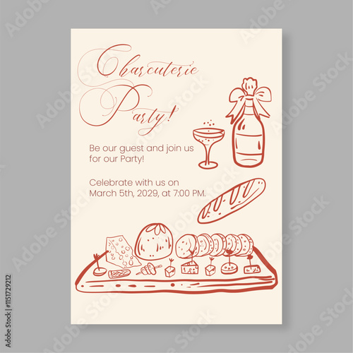 Editable Charcuterie Design Template Minimalist Whimsical Style Perfect for Invitations