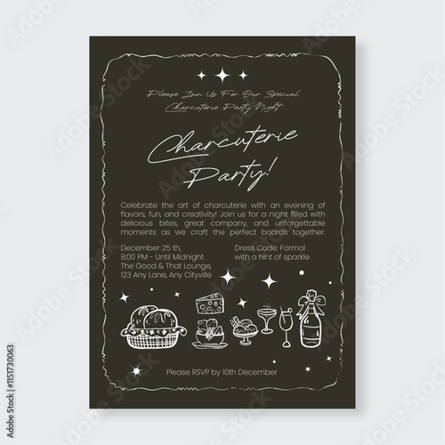 Charcuterie Invitation Template Editable Minimalist Design for Whimsical Party Events