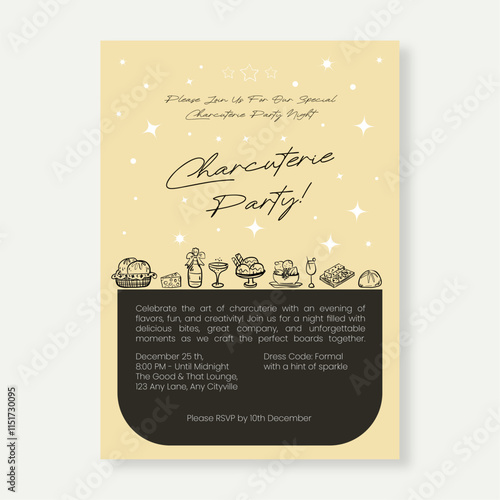 Charcuterie Invitation Template Editable Minimalist Design for Whimsical Party Events