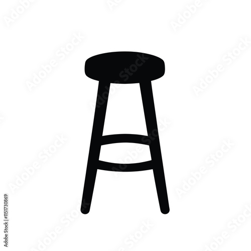 Bar stool simple silhouette black on a white background clean lines icon design