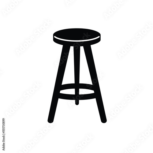 Bar stool simple silhouette black on a white background clean lines icon design