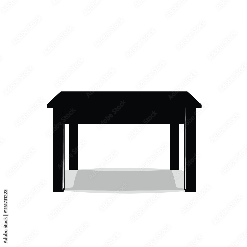 Black and white simple icon of an empty table vector illustration flat design white background no shadows Black and white simple icon of an empty table vector illustration flat design white background no shadows