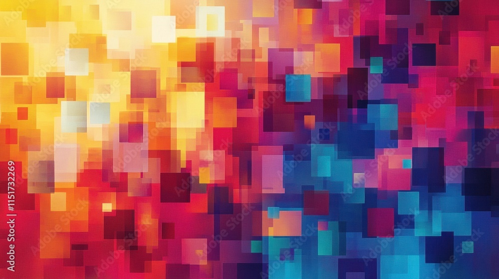 Abstract Pixelated Landscape: A Symphony of Warm and Cool Colors Abstract Pixelated Landscape: A Symphony of Warm and Cool Colors