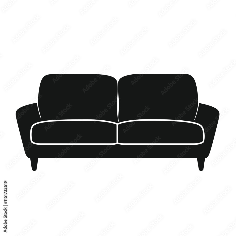 Sofa icon simple silhouette black color white background vector flat design trending Sofa icon simple silhouette black color white background vector flat design trending