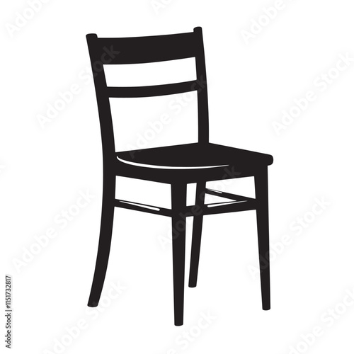 Simple chair icon simple silhouette style white background vector black and white flat design front