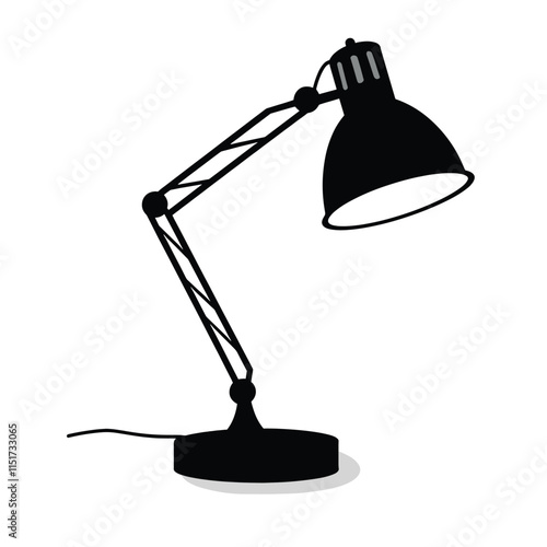 Silhouette desk lamp black color only vector style simple design white background flat shape icon symbol