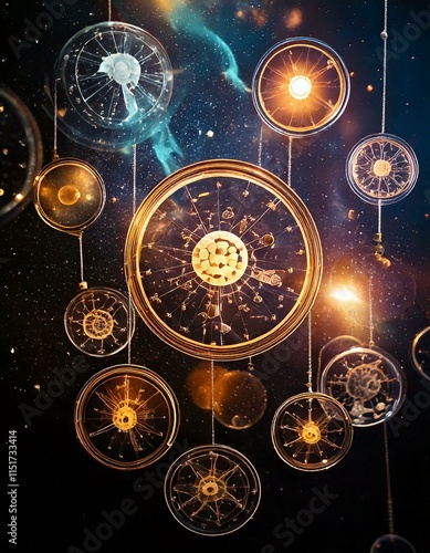 Background image of hanging mystical symbols