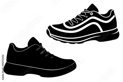 sports shoes icon, sports sneaker silhouette.