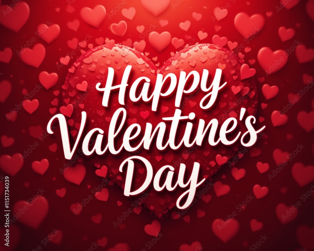 Happy Valentine's Day Lettering Greeting Card on a Bright Red Heart Background - Festive Banner and Poster Design. Happy Valentine's Day Lettering Greeting Card on a Bright Red Heart Background - Festive Banner and Poster Design.