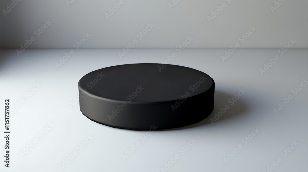 A black hockey puck isolated on a white background. A black hockey puck isolated on a white background.