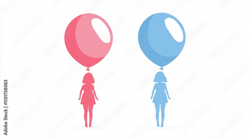 Gender Balloons Icon - 2D Vector Flat Design for Gender Reveal Events Gender Balloons Icon - 2D Vector Flat Design for Gender Reveal Events