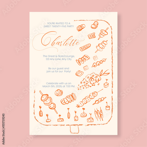 Charcuterie Invitation Template Editable Minimalist Design for Whimsical Party Events