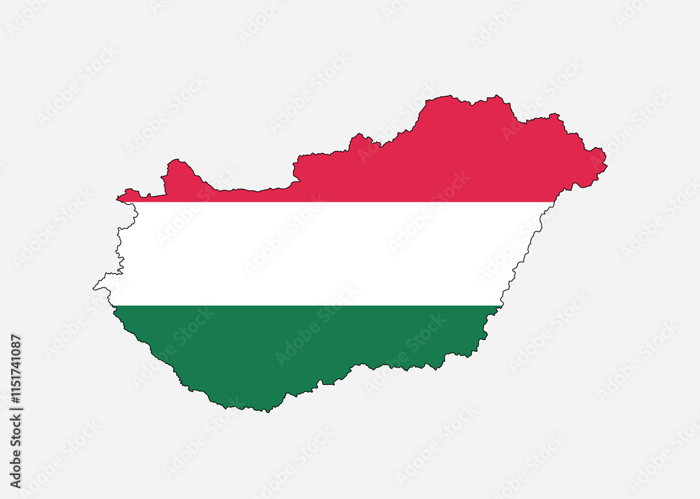 Hungary Map vector icon. Map of Hungary in Flag colors. Hungary Map vector icon. Map of Hungary in Flag colors.