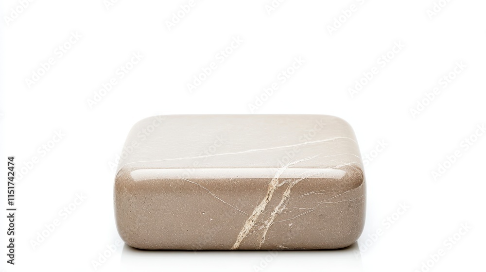 A smooth, rectangular stone with a light brown hue and subtle veins, set against a white background. A smooth, rectangular stone with a light brown hue and subtle veins, set against a white background.