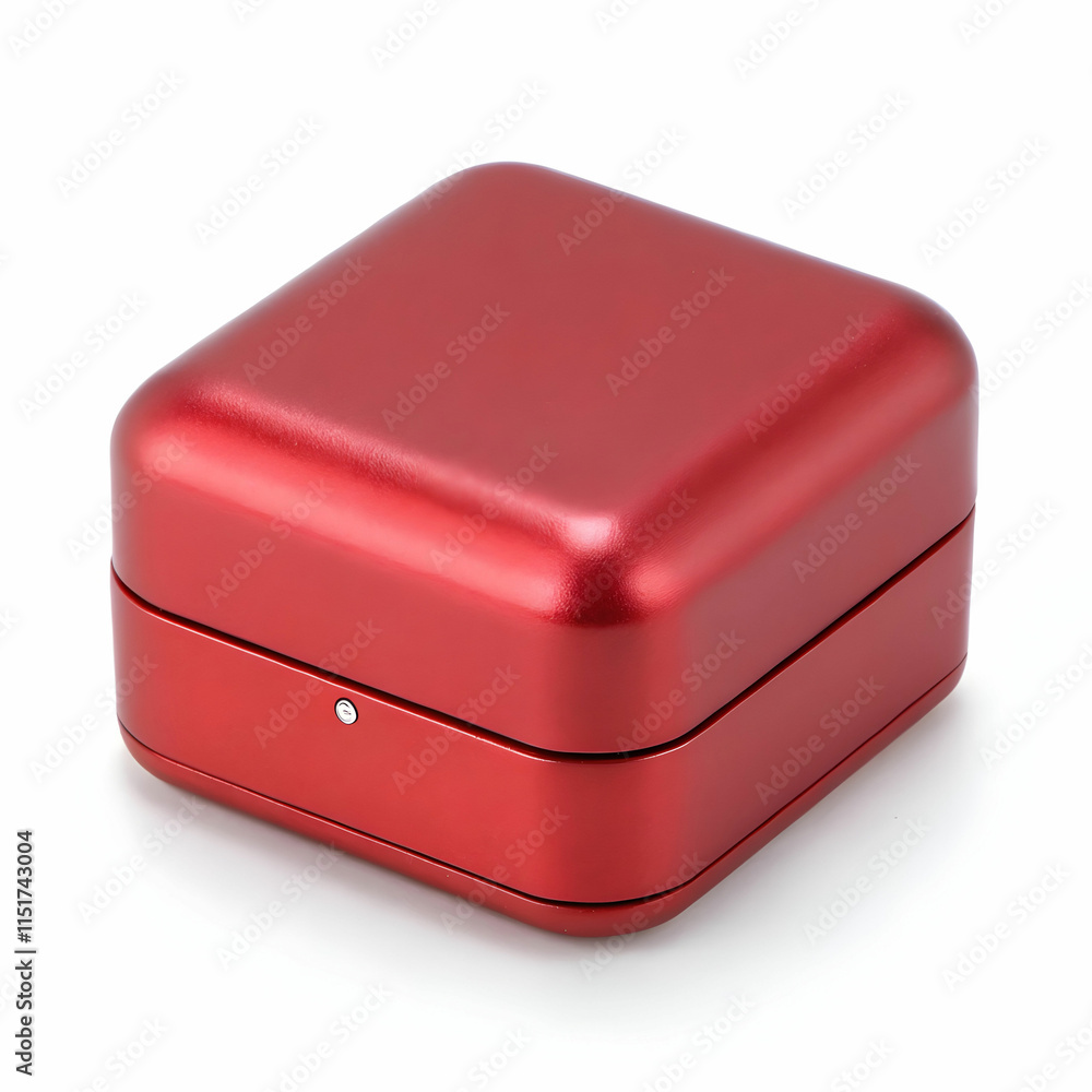 A small, hard red ring box designed to hold jewelry securely A small, hard red ring box designed to hold jewelry securely