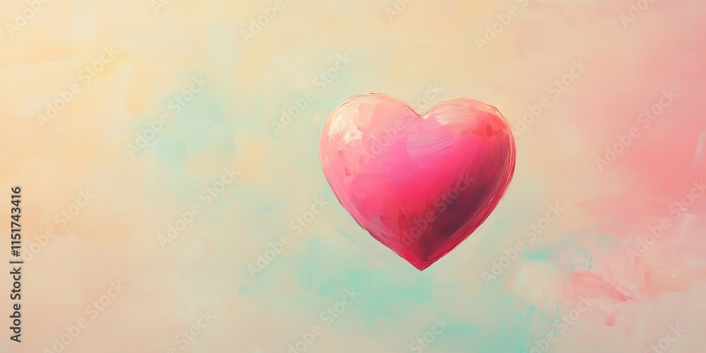 Pink heart shape on pastel background. Pink heart shape on pastel background.