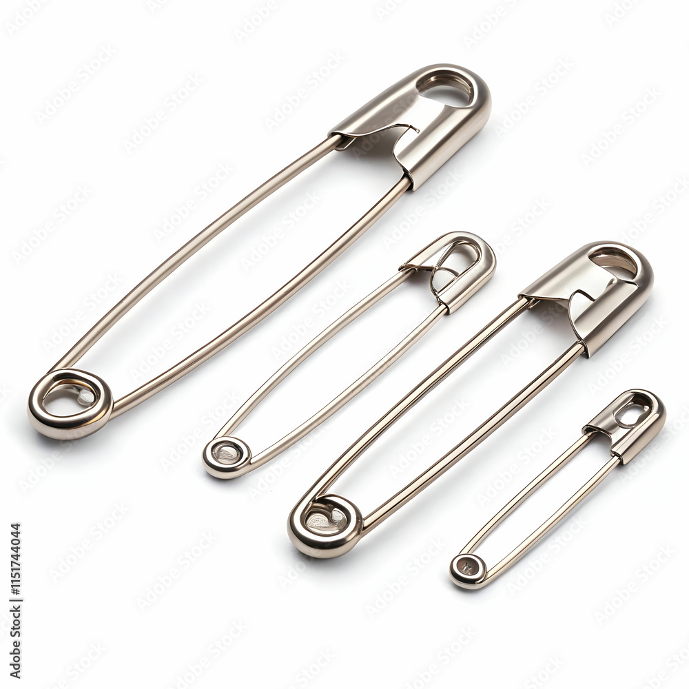 An open safety pin is a metal fastener with a sharp point and a clasp An open safety pin is a metal fastener with a sharp point and a clasp