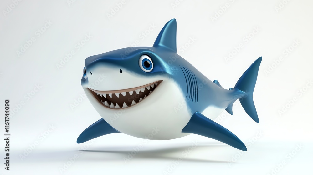 A cartoon shark smiling on a white background. A cartoon shark smiling on a white background.