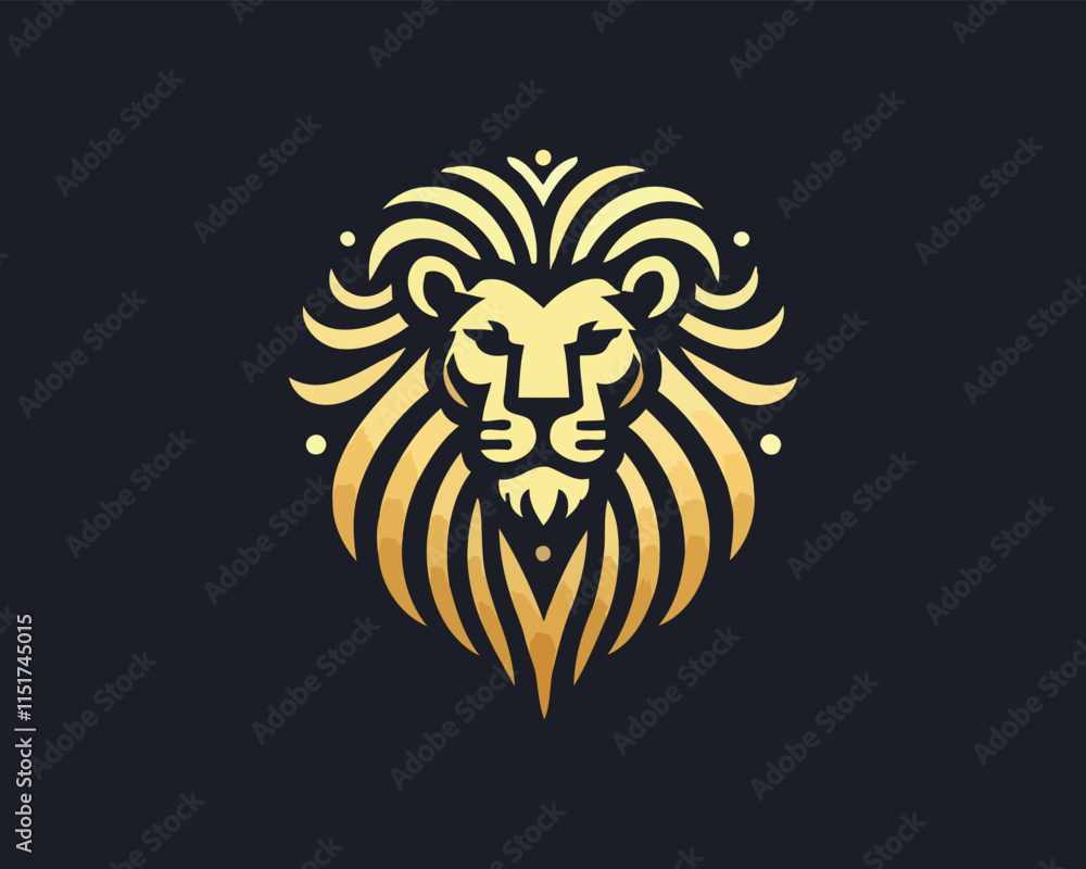 Gold Lion Icon Logo Design Vector Template. Lion Head, Face, Logo illustration. Gold Lion Icon Logo Design Vector Template. Lion Head, Face, Logo illustration.