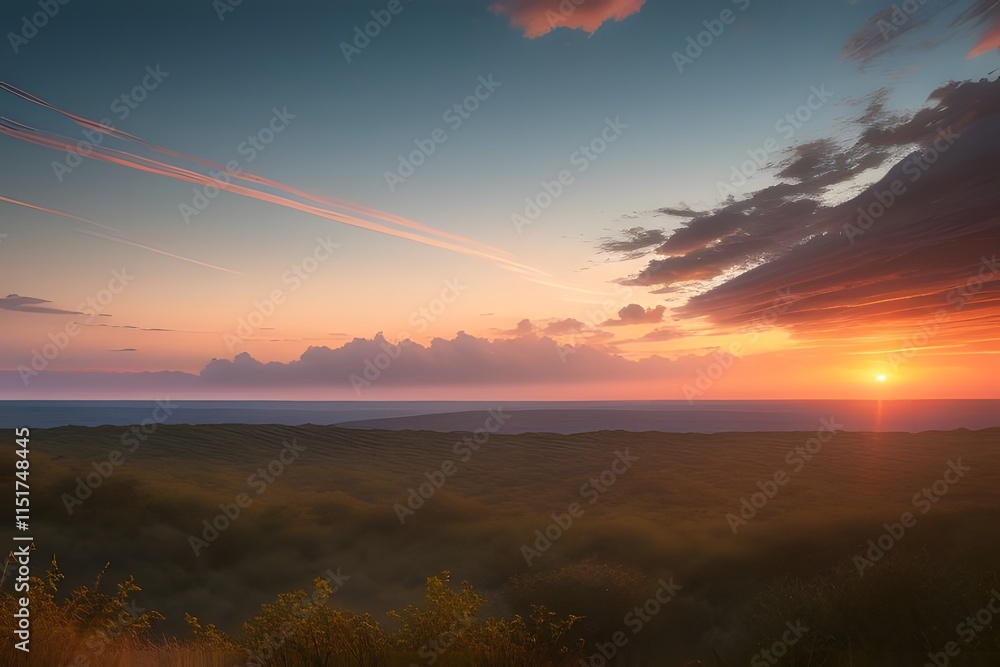 ia generated. sunset over a cliff with a sunset in the background ia generated. sunset over a cliff with a sunset in the background