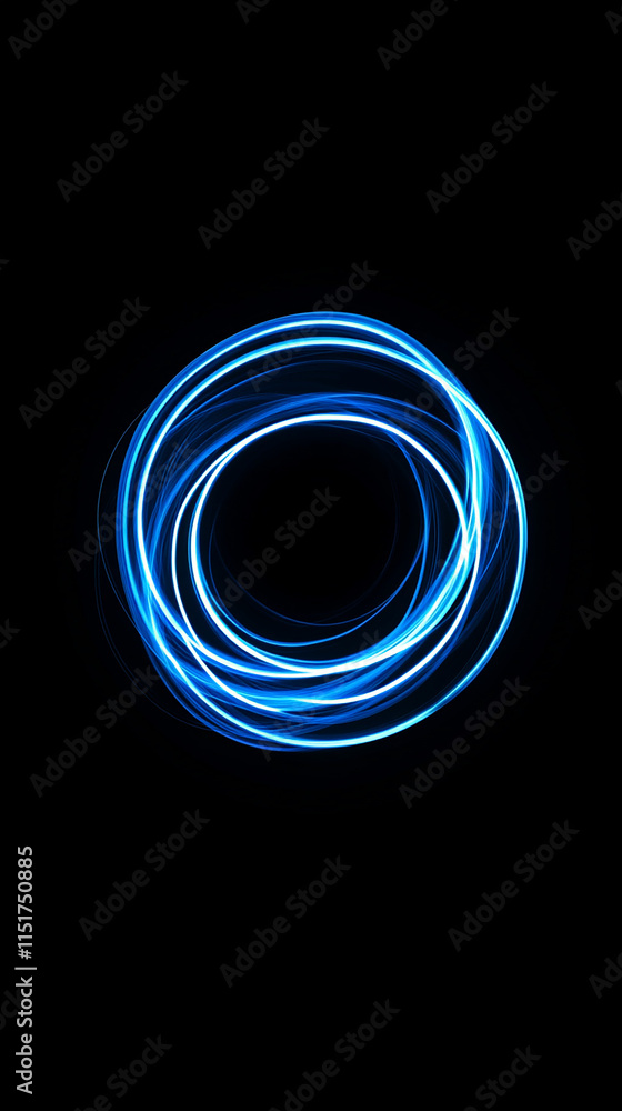 Glowing Blue Light Trails Create a Circular Pattern in a Dark Background Glowing Blue Light Trails Create a Circular Pattern in a Dark Background