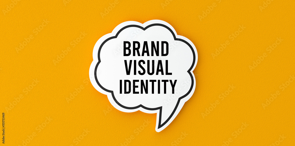 Brand Visual Identity lettering on the speech bubble. Advertising, slogan concept Brand Visual Identity lettering on the speech bubble. Advertising, slogan concept