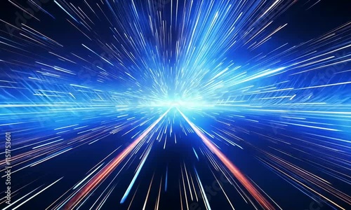 Futuristic Light Speed Burst in Blue
