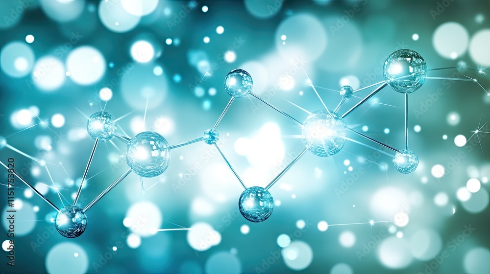 3D glass molecule design on a modern banner, a symbol of precision in molecular and chemical sciences 3D glass molecule design on a modern banner, a symbol of precision in molecular and chemical sciences
