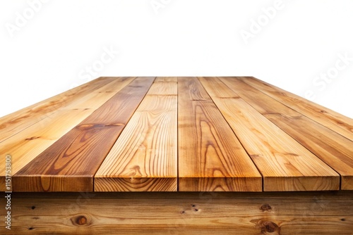 Wood table perspective isolated on white background