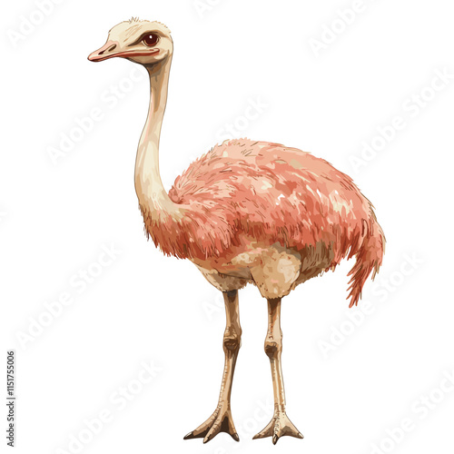 Watercolor Cartoon Ostrich Illustration