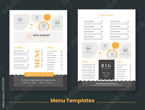 Elegant Food Menu Design Template for Restaurants & Cafes