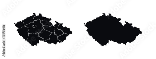 Czech Republic Map vector icon. Map of Czech Republic Black Silhouette.