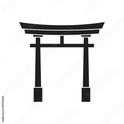 japanese tori gate flat icon vector