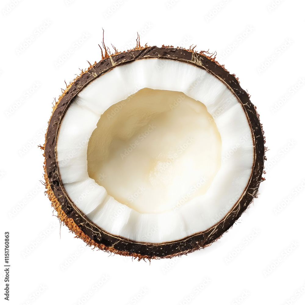 Single coconut slice isolated on white or transparent background
Single coconut slice isolated on white or transparent background