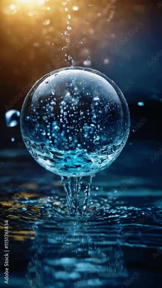 Animated nano water particles merging to form a radiant sphere, symbolizing hydration technology, 4k High-Quality Wallpaper Background Animation Video Animated nano water particles merging to form a radiant sphere, symbolizing hydration technology, 4k High-Quality Wallpaper Background Animation Video