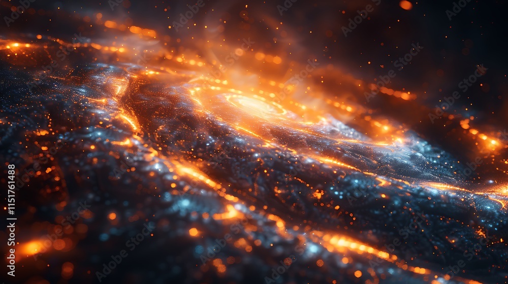 Fototapeta premium A swirling vortex of thin, luminous lines creating a spiral galaxy effect