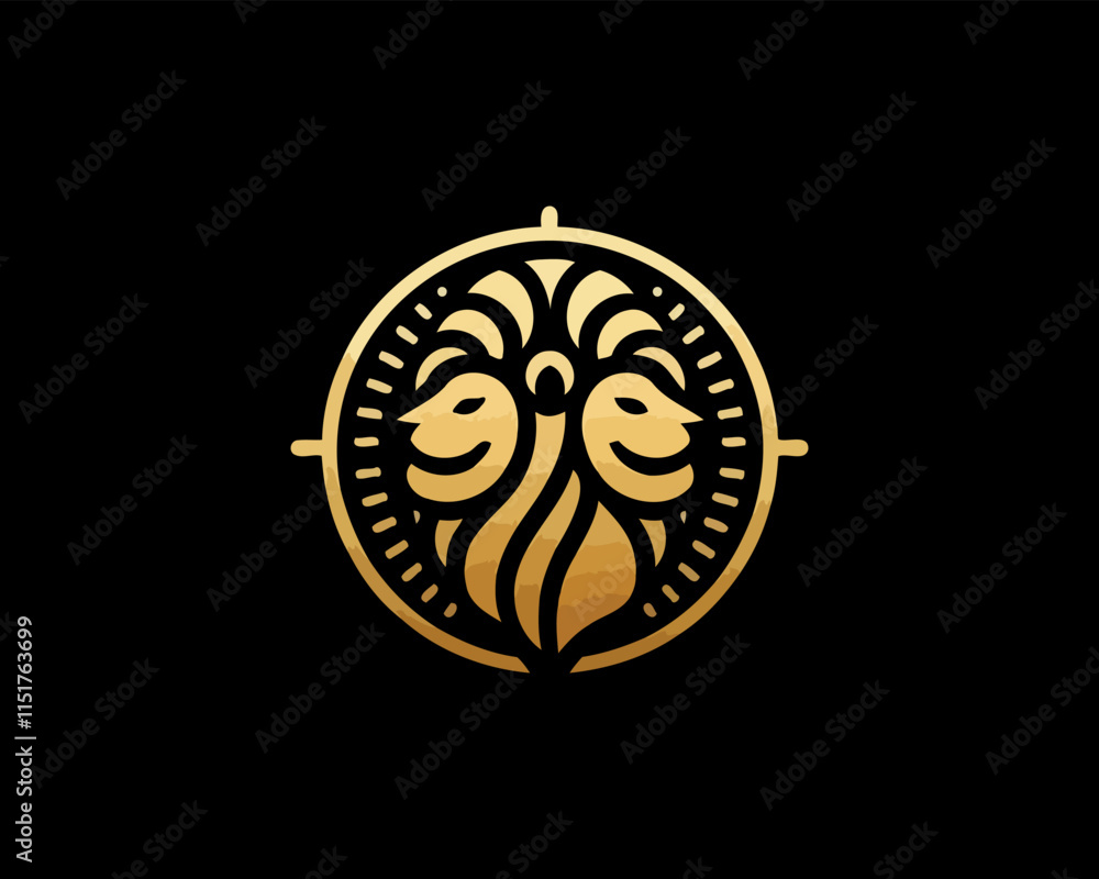 Gold Lion Icon Logo Design Vector Template. Lion Head, Face, Logo illustration. Gold Lion Icon Logo Design Vector Template. Lion Head, Face, Logo illustration.