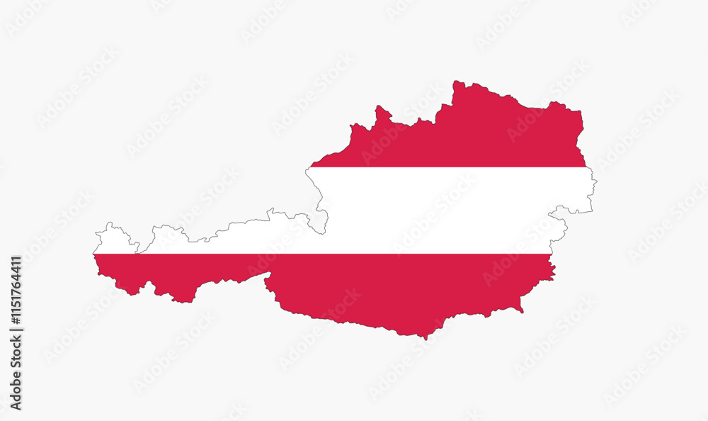Austria Map vector icon. Map of Austria in Flag colors. Austria Map vector icon. Map of Austria in Flag colors.