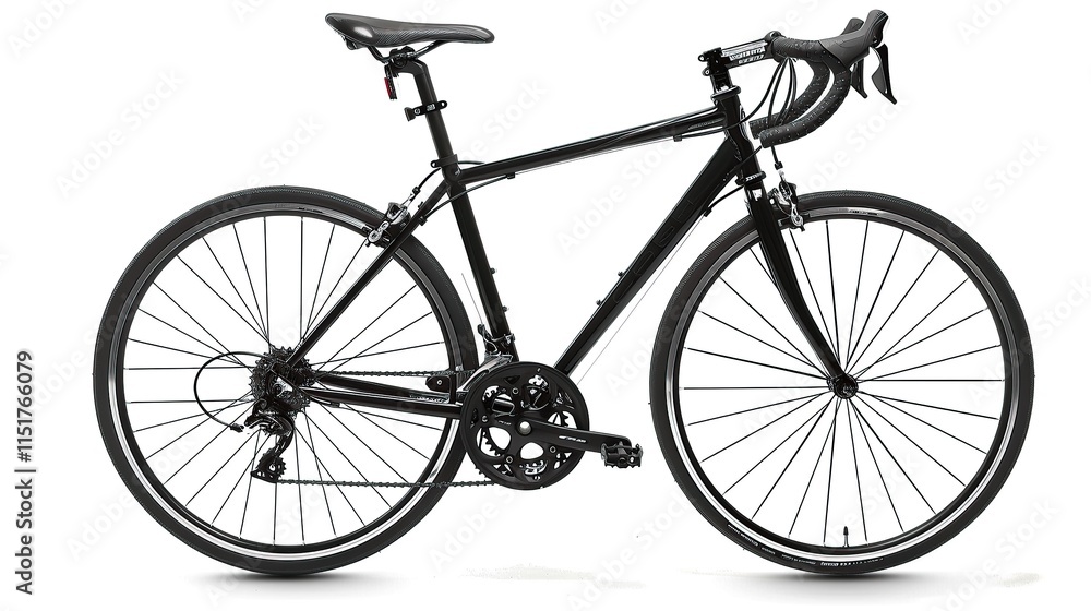 Black Road Bike on White Background