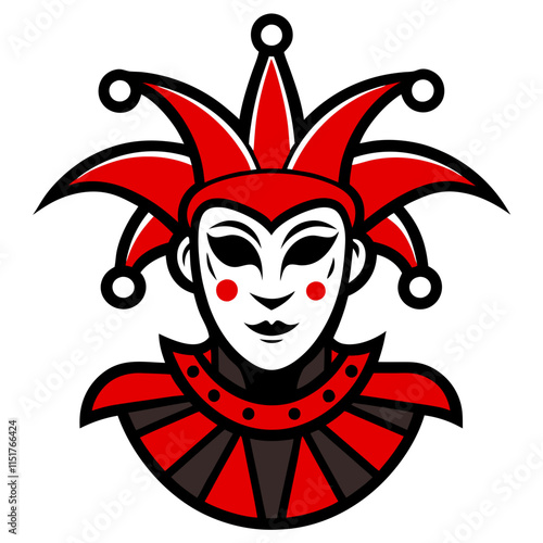 Hand Drawn Venetian Carnival Icon Vector Art.