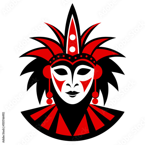 Hand Drawn Venetian Carnival Icon Vector Art.