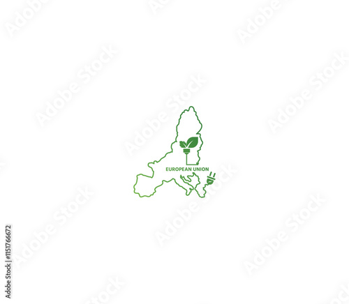 Eco-friendly EU map symbolizing renewable energy and sustainability for green projects and initiatives.