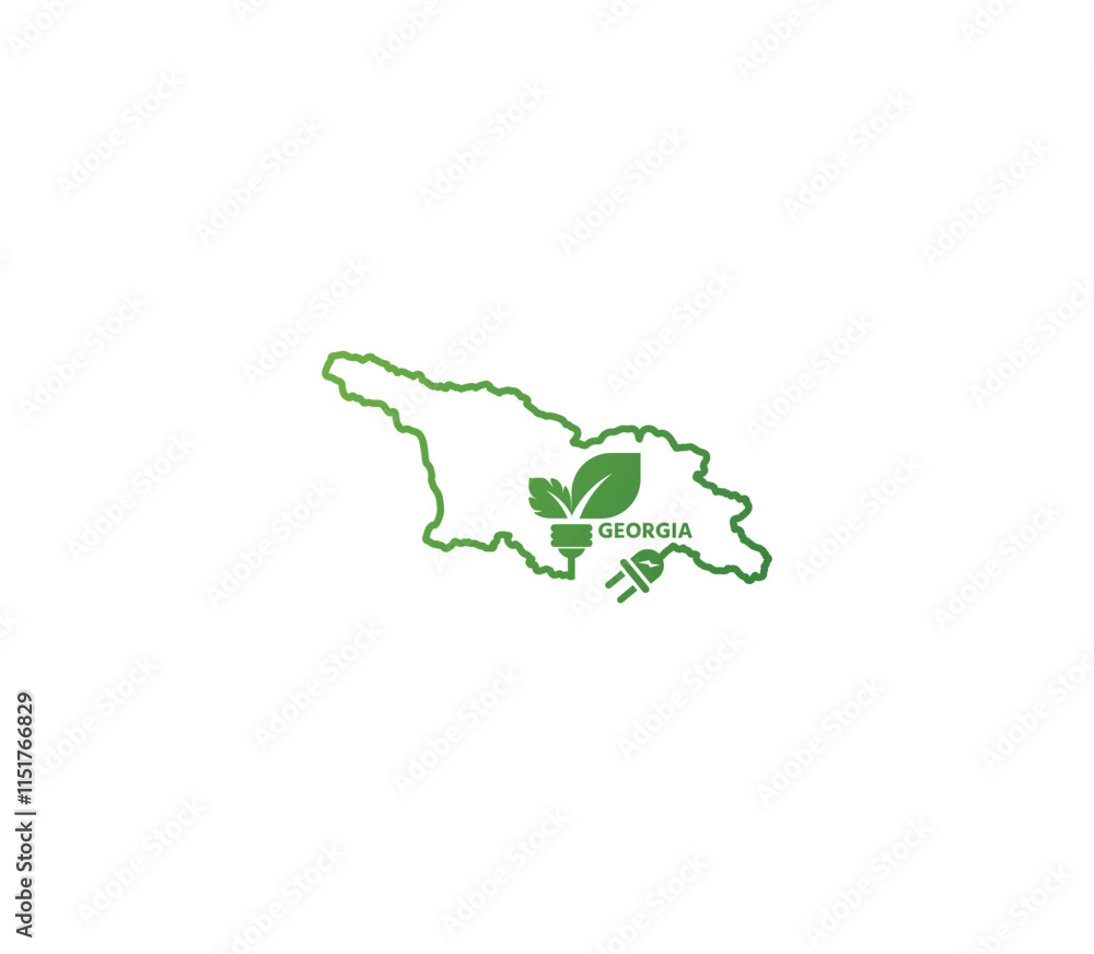 Eco-friendly Georgia map symbolizing renewable energy and sustainability for green projects and initiatives.