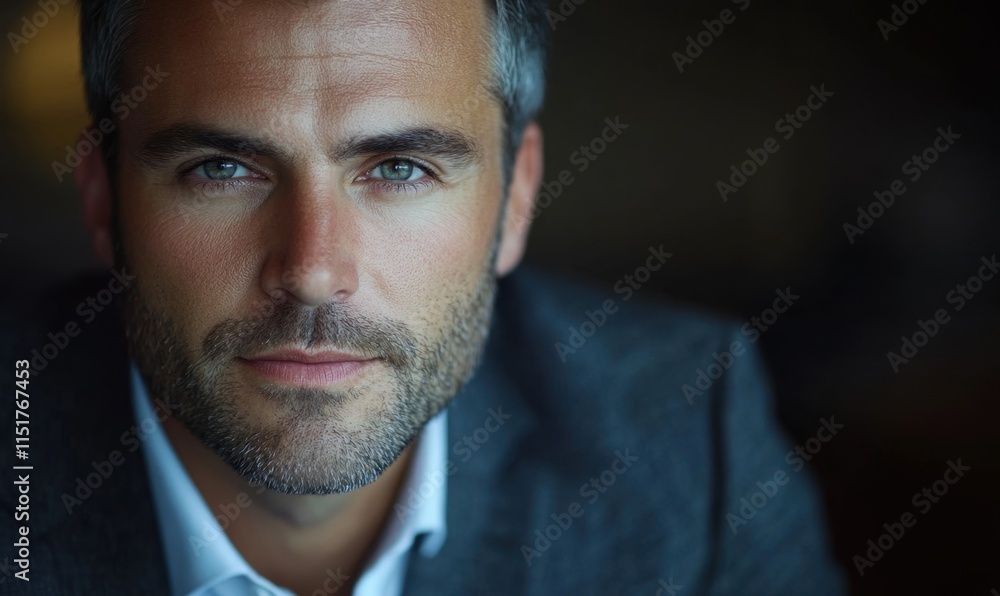 Portrait Of Businessman Working In Office, in a business suit Portrait Of Businessman Working In Office, in a business suit