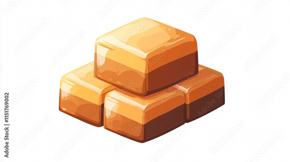 Obraz premium Caramel Blocks Icon Transparent Vector Isolated - Professional Image Usage