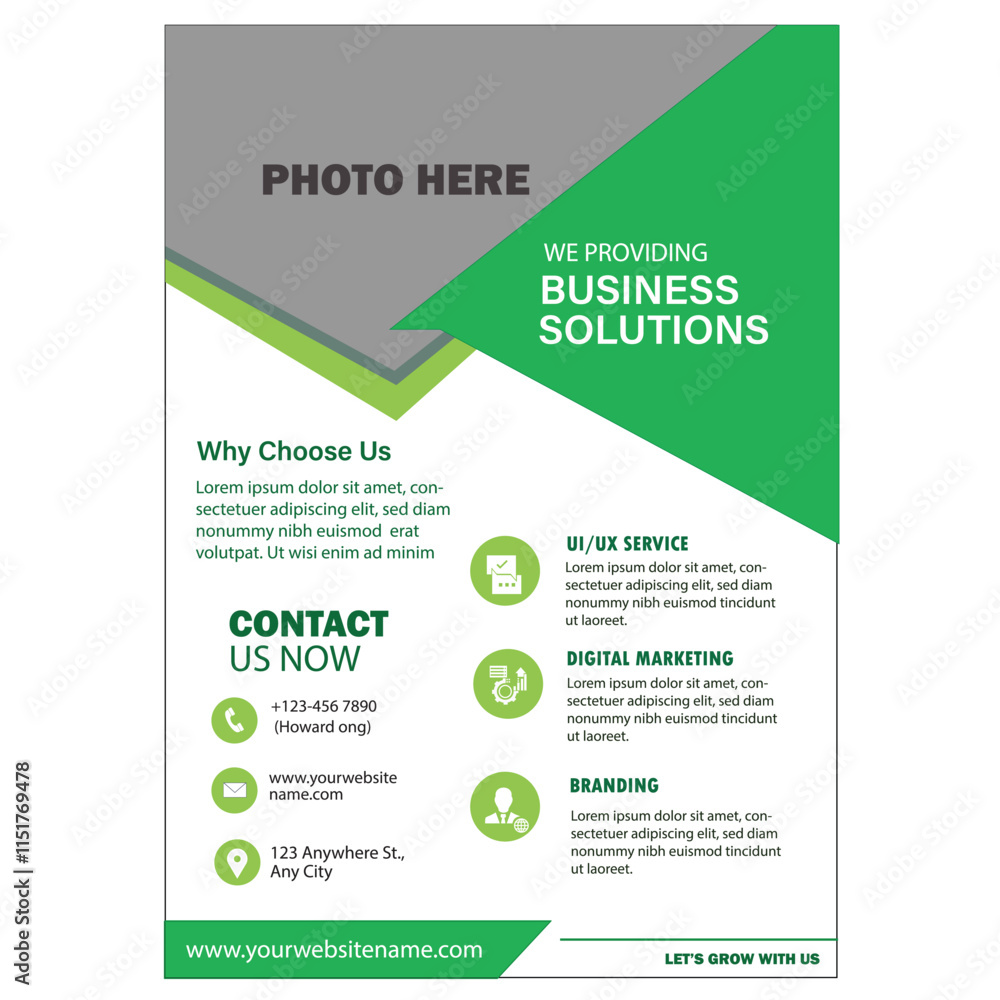 Green color business flyer design Green color business flyer design
