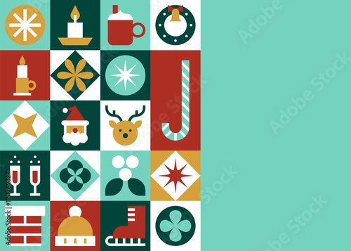 Christmas Icon Pattern with Festive Symbols