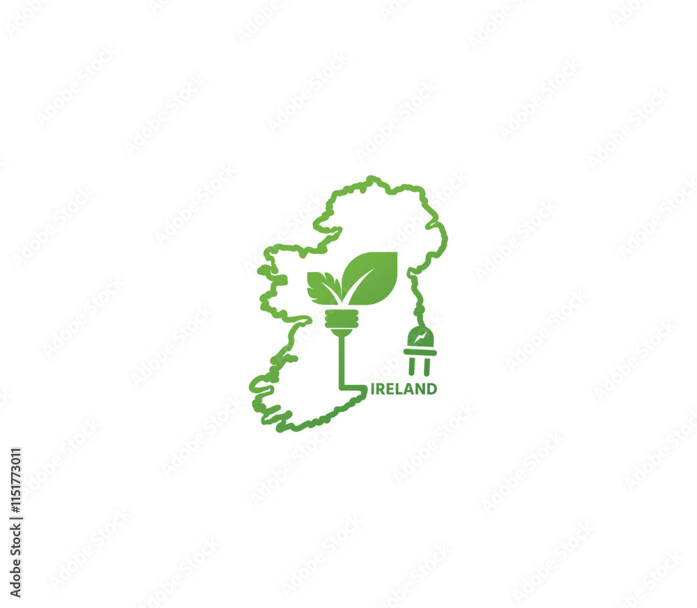 Eco-friendly Ireland map symbolizing renewable energy and sustainability for green projects and initiatives. Eco-friendly Ireland map symbolizing renewable energy and sustainability for green projects and initiatives.