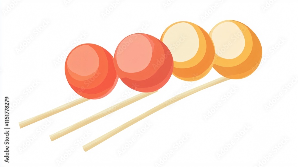 Dango Japanese Food Icon: Transparent Vector Isolated