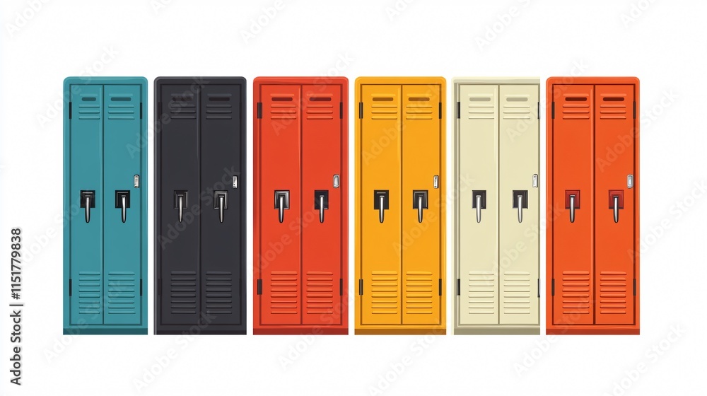 Metal Cabinets Vector Illustration for Locker, Isolated Design Element Metal Cabinets Vector Illustration for Locker, Isolated Design Element
